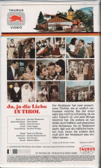 Ja ja die Liebe in Tirol VHS Rückseite