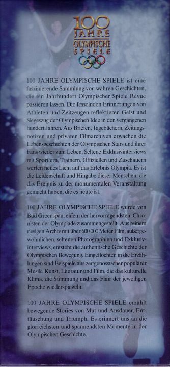 100 Jahre Olympische Spiele VHS Cover 3