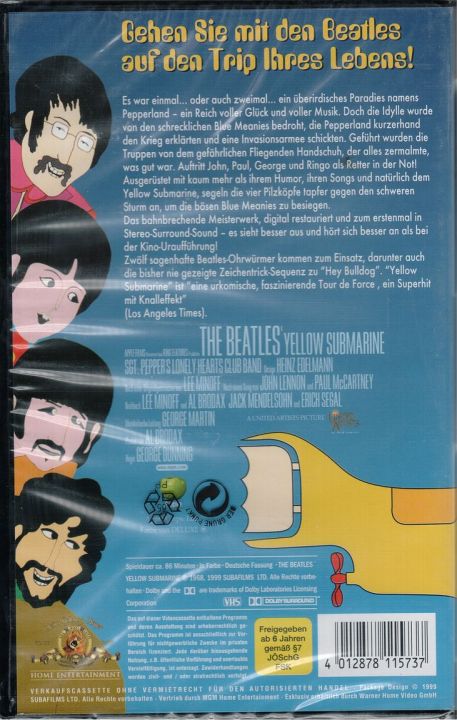 The Beatles Yellow Submarine VHS Cover Rückseite