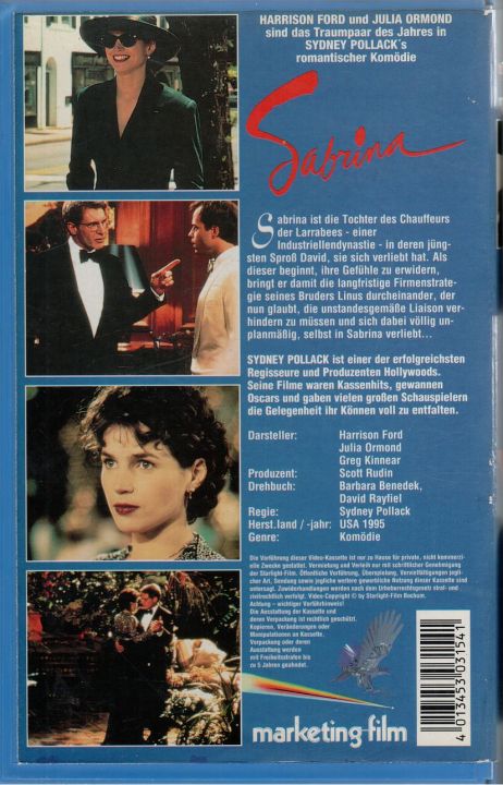 Sabrina Verleih VHS Rückseite