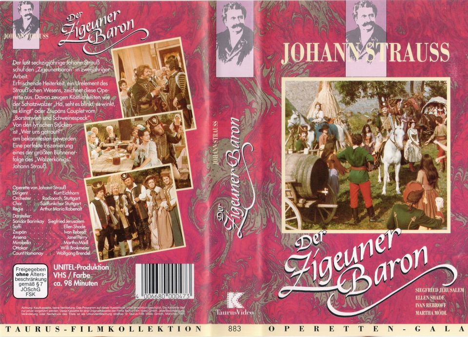 Johann Strauss Der Zigeunerbaron (1975) VHS Cover