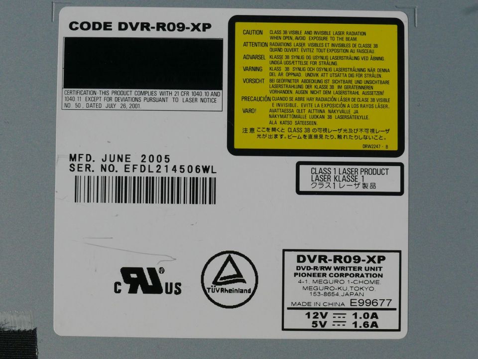 Pioneer DVR-R09-XP DVD Laufwerk