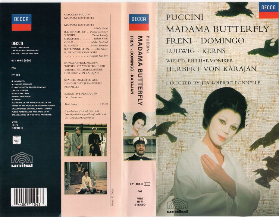 Puccini Madama Butterfly Freni Domingo Karajan VHS Cover