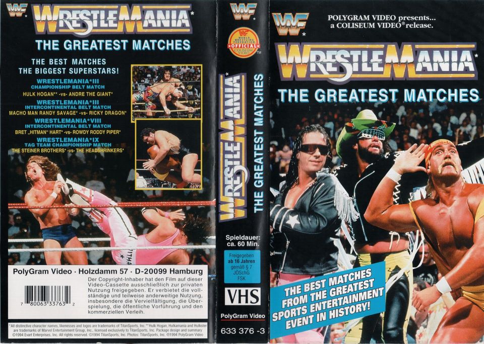 WWF WrestleMania The Greatest Matches VHS Cover